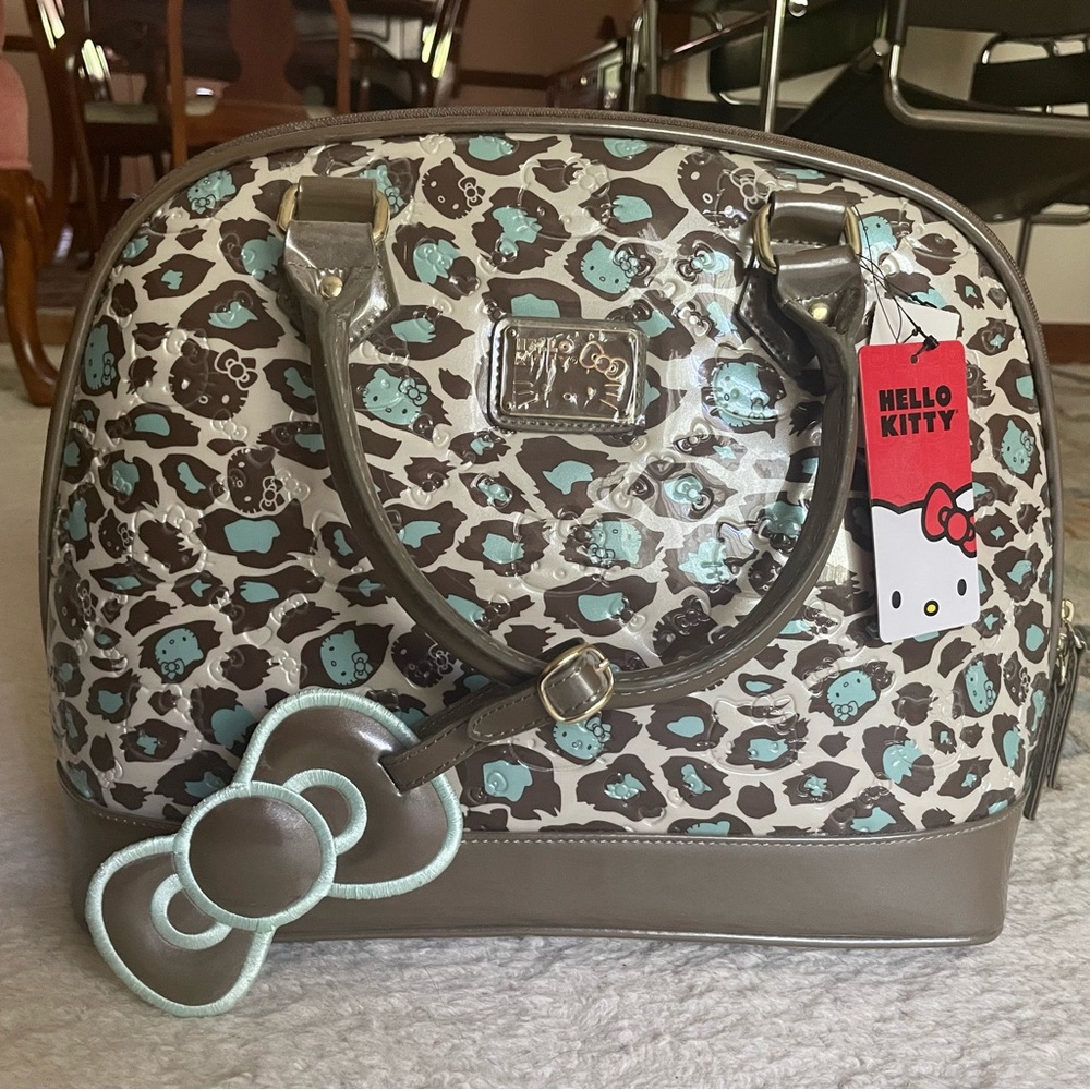 Hello Kitty Leopard Print Handbag - Blue and Brown